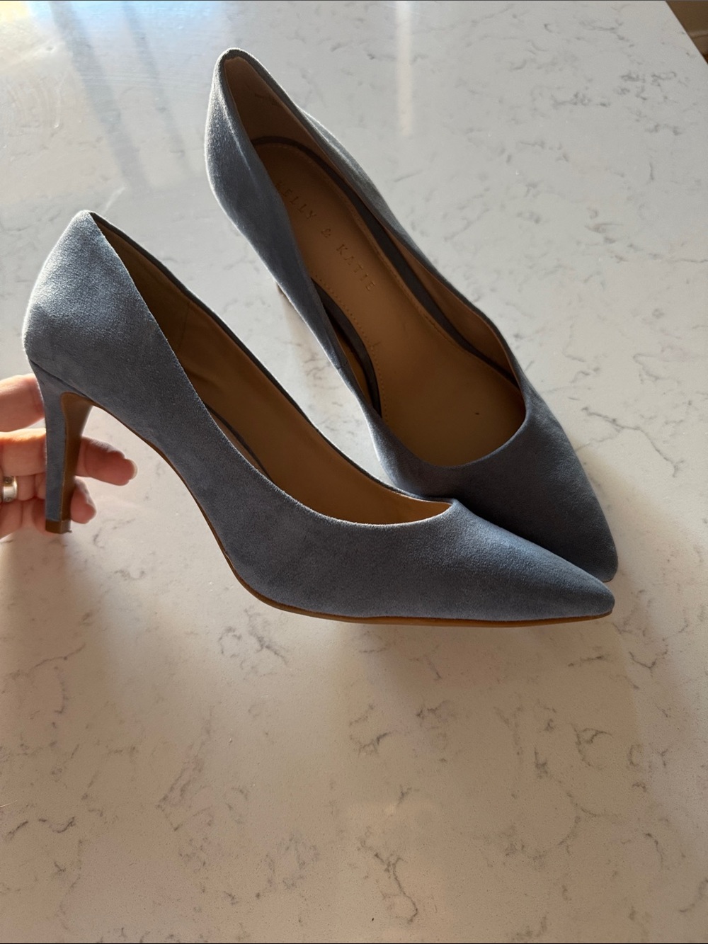 Classic Pointed-Toe Women's Pumps in Slate Blue Kelly and Katie 8